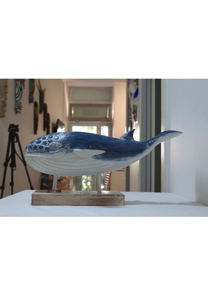 Ahşap Dekoratif Mavi Balina 60 cm El Yapımı Otantik Obje fiyatları
