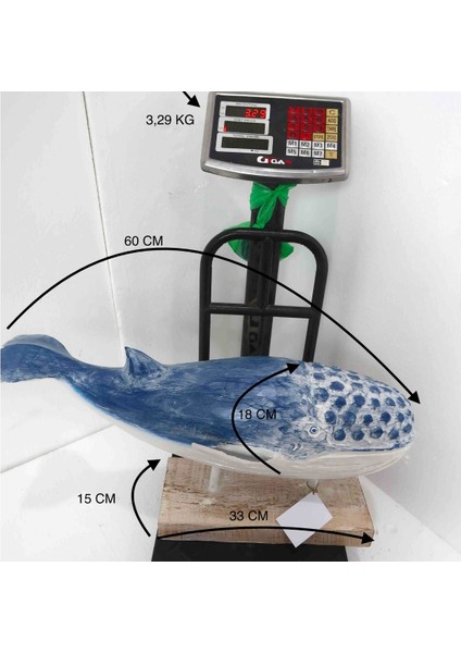 Ahşap Dekoratif Mavi Balina 60 cm El Yapımı Otantik Obje fırsatları