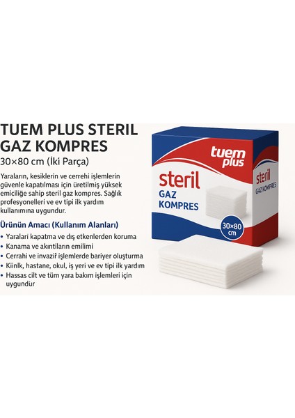 Steril Hidrofil Gazlı Bez 30×80 cm – 50 Paket (Steril Gaz Kompres) fırsatları