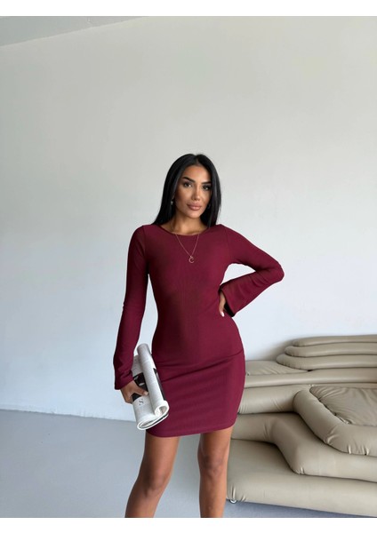Drnds Prenses Kol Esnek Kumaş Elbise Bordo F2334 (Beden: L) indirimleri