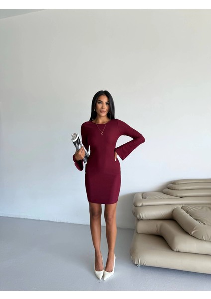 Drnds Prenses Kol Esnek Kumaş Elbise Bordo F2334 (Beden: M) fiyatları