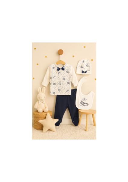 Papyonlu Prens Nakışlı 4'lü Erkek Çocuk Takım