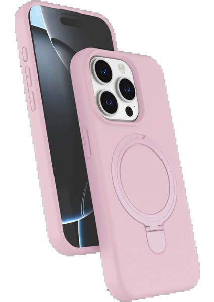Apple iPhone 14 Pro Max Regal Magsafe Standlı Kapak - Açık Pembe