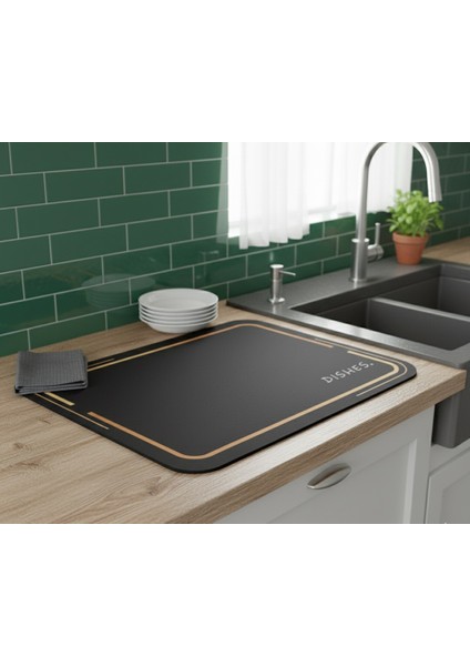 Premium Dekoratif Bulaşık Kurutma Matı 50X40 cm – Süper Emici, Kaydırmaz Kauçuk Tabanlı ve Tezgah Koruyucu Altlık modelleri