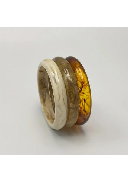 3 Adet Ideal Renklerde Modern Tarz Reçine Kemik Bileklik Set 63 mm Öğretmenler günü hediye indirimleri