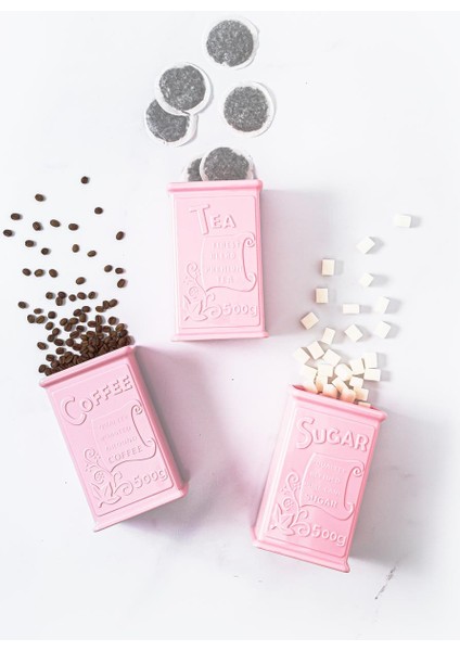 Akrilik Soft Pembe Şeker Kahve Çay Kavanozu 500 ml (Vakum Kapak ) fiyatları