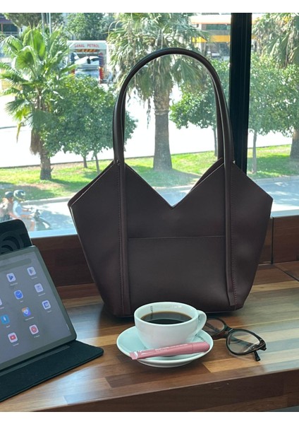 Acı Kahve Makyaj Çantalı Günlük Kadın Çanta