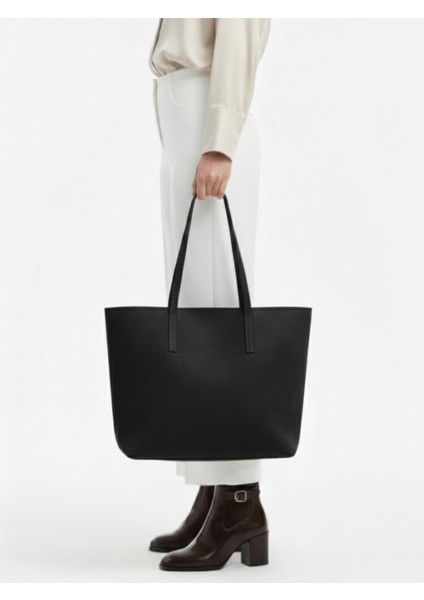 Lune Kadın Nubuk Su Geçirmez Büyük Boy Geniş Hacimli El ve Omuz Çantası Siyah fırsatları