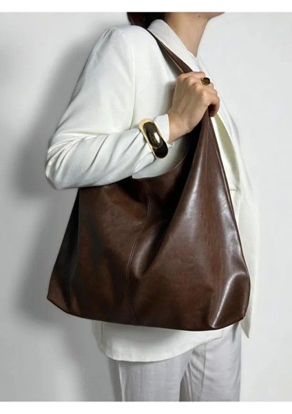 Kahverengi Kadın Büyük Boy Omuz ve Tote Çanta – Geniş Hacimli Günlük Kullanım fiyatları