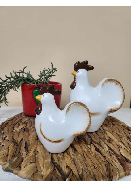 2' Li Büyük ve Küçük Tavuk Biblo Seti Mutfak Dekoratif Biblo