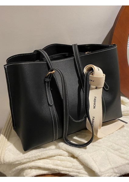 Mona Fiyonk Detaylı Hafif Büyük Boy Kadın El ve Omuz Çantası Siyah modelleri