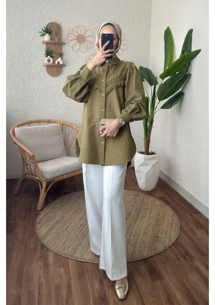 Kadın Tesettür Dantel Detay Balon Kol Gömlek fiyatları