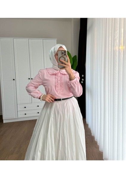 Kadın Etek Üstü Bebe Yaka Gömlek M24119 - Pembe fiyatları