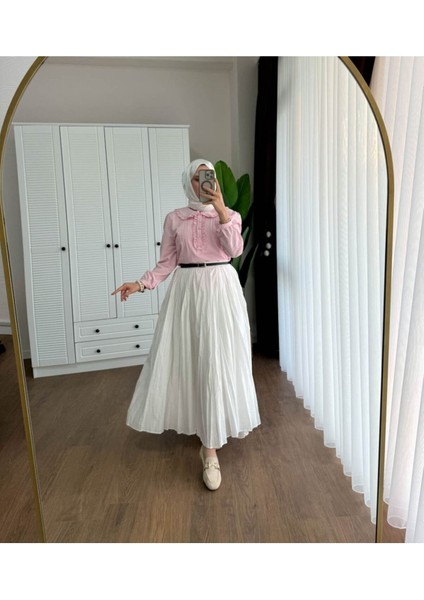 Kadın Etek Üstü Bebe Yaka Gömlek M24119 - Pembe fırsatları