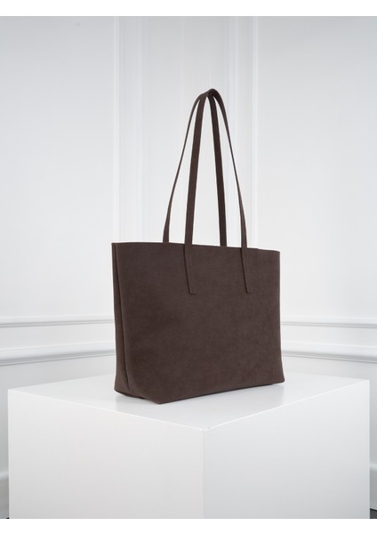 Lune Kadın Nubuk Su Geçirmez Büyük Boy Geniş Hacimli El ve Omuz Çantası Kahverengi fırsatları