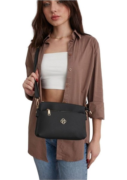 Kadın Gold Detaylı Minimal 3 Bölmeli El ve Omuz Çantası modelleri