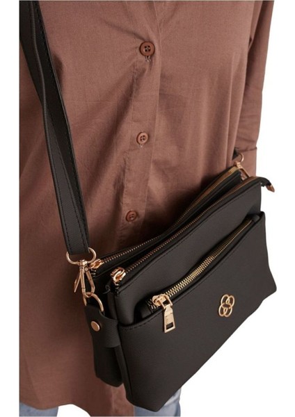 Kadın Gold Detaylı Minimal 3 Bölmeli El ve Omuz Çantası fırsatları