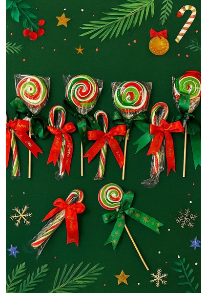 20 Adet Baston ve Sosyete Yılbaşı Şekeri Hediyelik Paketli