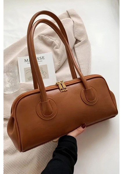 Kadın Çift Fermuarlı Uzun Saplı Baget Model El & Kol & Omuz Çantası fırsatları