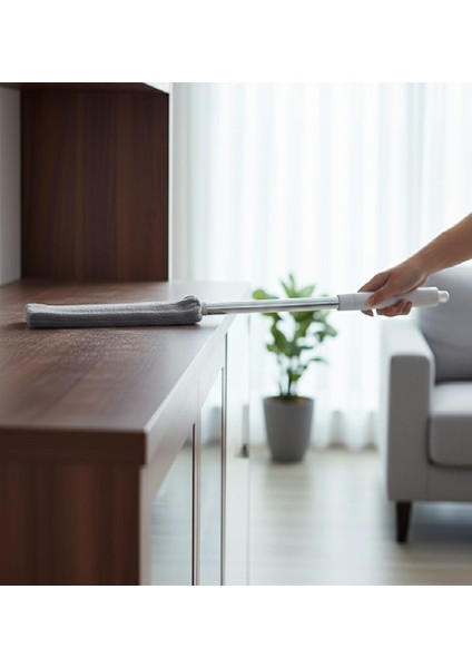 Teleskopik Uzun Saplı Esnek Toz Alma Mopu Petek ve Koltuk Altı Temizleyici Fırça + 1 Adet Yedek Bezli modelleri