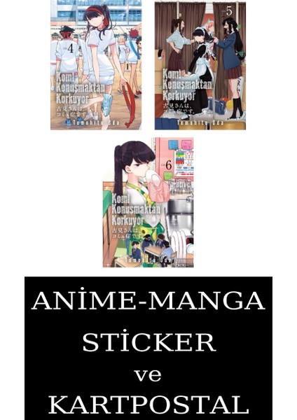Komi Konuşmaktan Korkuyor 4-5-6 Manga Seti (3 Kitap) /anime-Manga Sticker ve Kartpostal Hediye