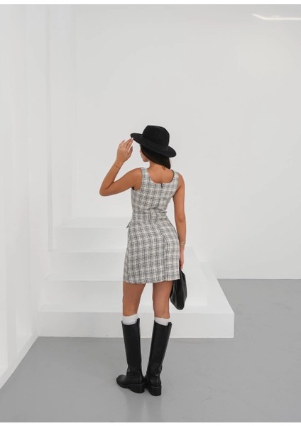 Drnds Askılı Ch Kumaş Düğmeli Elbise Gribeyaz H265007 (Beden: Xl) modelleri