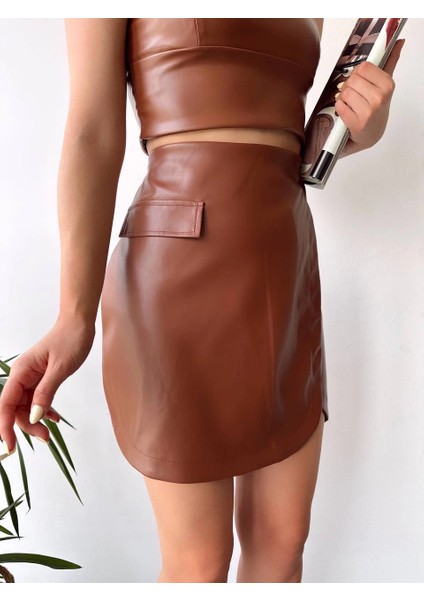 Drnds Cep Detaylı Oval Kapaklı Deri Etek Kahve H240048 (Beden: L) fiyatları