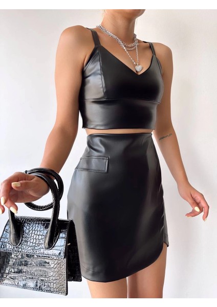 Drnds Cep Detaylı Oval Kapaklı Deri Etek Siyah H240048 (Beden: S) modelleri