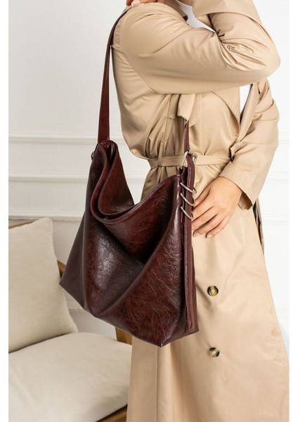 Kadınhalka Detay Büyük Boy El Kol Omuz Çantası Yumuşak Deri Vintage Model modelleri