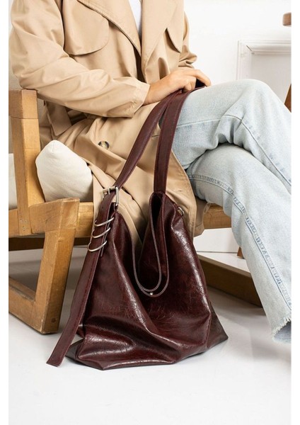 Kadınhalka Detay Büyük Boy El Kol Omuz Çantası Yumuşak Deri Vintage Model fırsatları