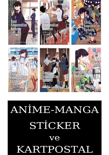 Komi Konuşmaktan Korkuyor 1-2-3-4-5-6 Manga Seti (6 Kitap) /anime-Manga Sticker ve Kartpostal Hediye
