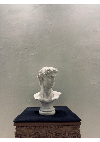Dekoratif Michelangelo David Büst Heykeli 38X26 cm | Boyanabilir Polyester Biblo | Rönesans Dekor Objesi | Ev & Ofis Dekorasyonu