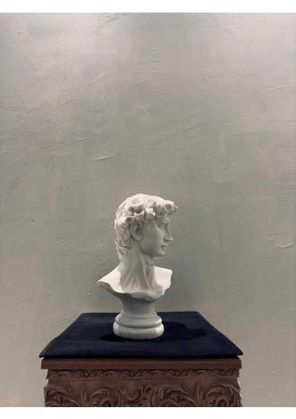 Dekoratif Michelangelo David Büst Heykeli 38X26 cm | Boyanabilir Polyester Biblo | Rönesans Dekor Objesi | Ev & Ofis Dekorasyonu modelleri