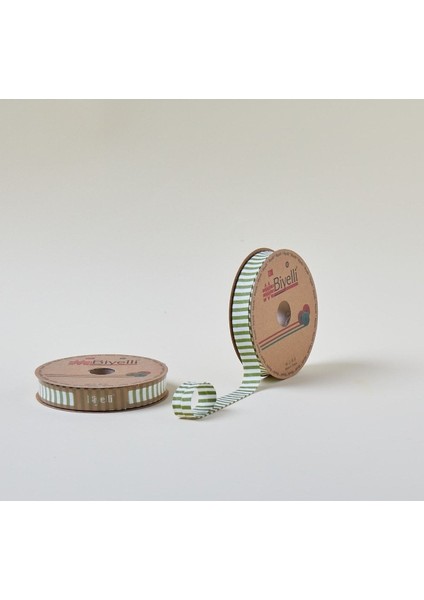 Biye Kalın Çizgili Katlı F12 Yeşil 2 cm 25 Metre %65 %35 Polyester