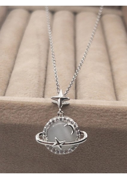 Gezegen Model Gümüş Kaplama Çelik Kolye fiyatları