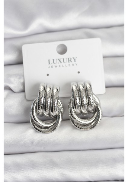 Gümüş Renk Halka Modelli Pirinç Kadın Küpe - TJ-BKP11351 fiyatları