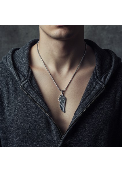 Antik Melek Kanat Gümüş Kaplama Kolye Ucu