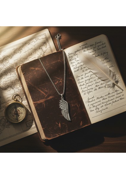 Antik Melek Kanat Gümüş Kaplama Kolye Ucu