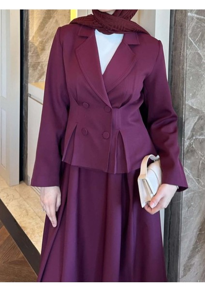 Kadın Pilikaşe Ceket ve Etek Takımı Burgonya - M41414 fiyatları