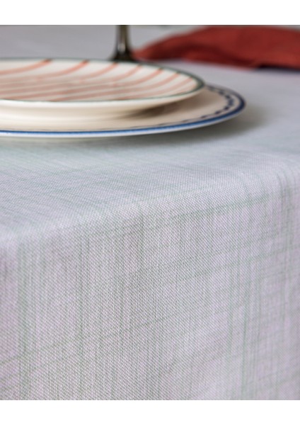 Albe Polycotton Masa Örtüsü - Yeşil/Beyaz - 150x150 cm