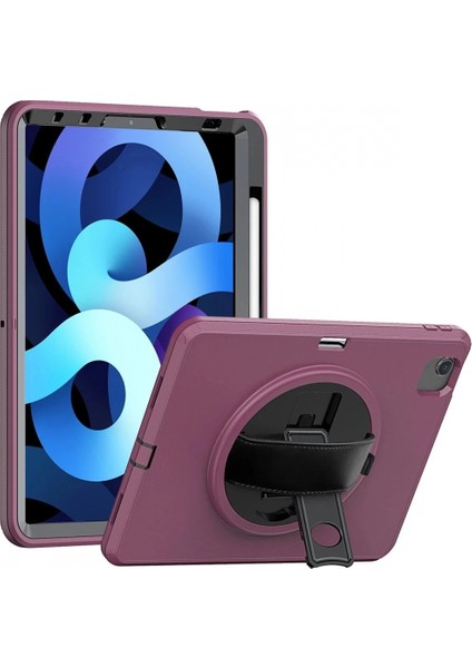 iPad 2022 10.9 (10.nesil) Kılıf Hand Strap Tablet Kılıfı - Mürdüm