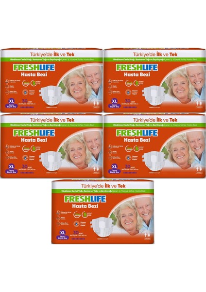 Yetişkin Hasta Bezi Bel Bantlı Xl - Ekstra Large - Extra Large 150 Adet (5pk*30)