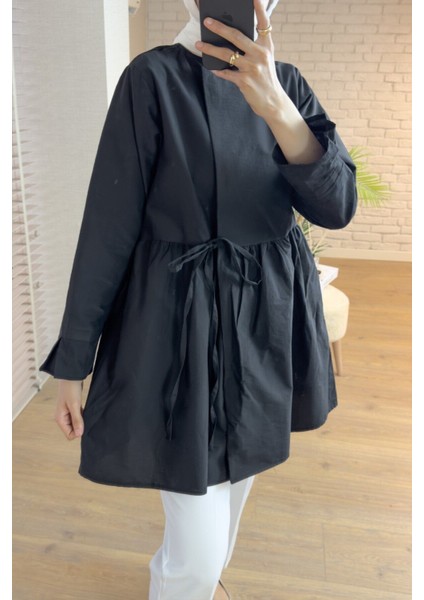 Kadın Yandan Bağlamalı Paraşüt Kumaş Kimono Siyah Tesettür fiyatları