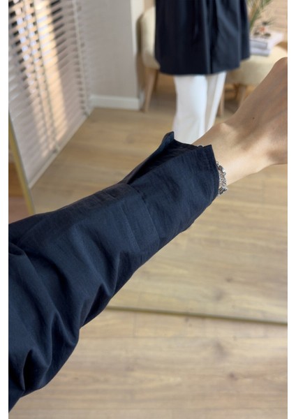 Kadın Yandan Bağlamalı Paraşüt Kumaş Kimono Siyah Tesettür fırsatları