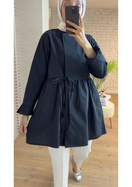 Kadın Yandan Bağlamalı Paraşüt Kumaş Kimono Siyah Tesettür indirimleri