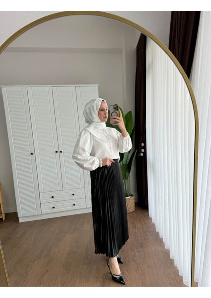 Kadın Etek Üstü Bebe Yaka Incili Beyaz Gömlek fiyatları