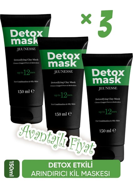 Soyulabilir Arındırıcı Detox Yüz Maskesi 150 ml x 3 Adet fiyatları