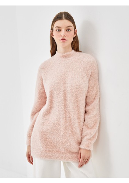 Yeni Sezon Dik Yaka Kadın Pelüş Triko Tunik