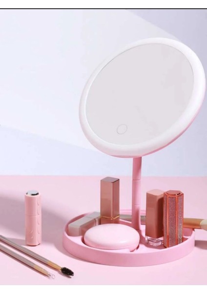 Sonx Dokunmatik LED Işıklı USB Li Yuvarlak Masa Üstü Makyaj Aynası Makyaj Aynası Ledli