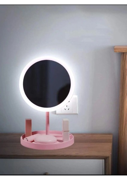 Sonx Dokunmatik LED Işıklı USB Li Yuvarlak Masa Üstü Makyaj Aynası Makyaj Aynası Ledli fırsatları